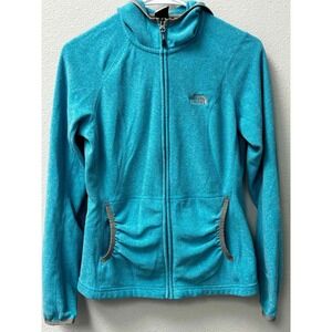 The‎ North Face Womens Fleece Full Zip Hoodie Jacket Turquoise Blue S